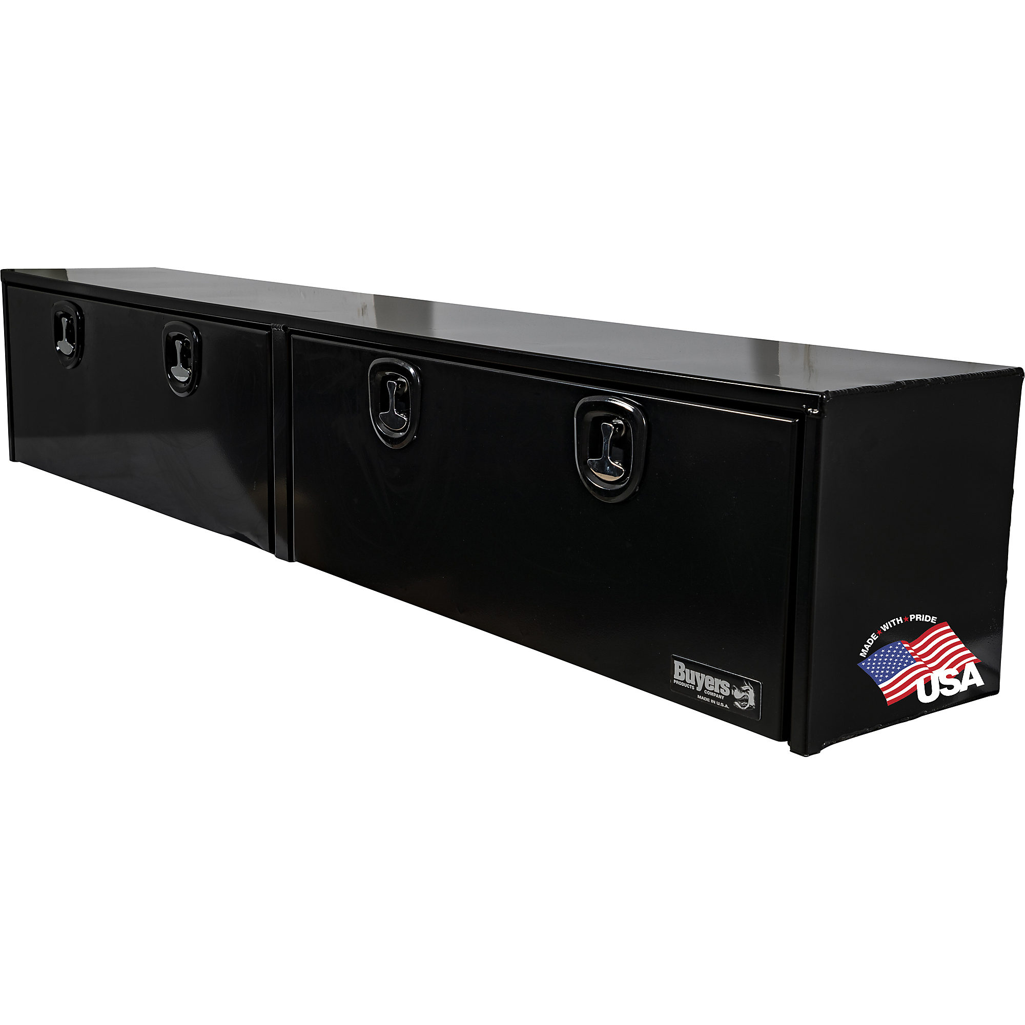 Buyers Products, 96x16x18 Contractor Topsider Truck Bed Tool Job Storage Box, Width 18 in, Material Aluminum, Color Finish Glossy Black, Model# 1752168